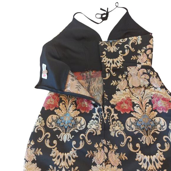 L'Atiste by Amy Mini Dress Size Med Embroidered Black Whimsygoth Wedding Guest - Picture 3 of 10